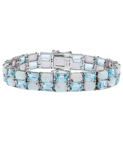 Sky Blue Topaz (26-3/8 ct. t.w.) and Opal (18-3/4 ct. t.w.) Tennis Bracelet in Sterling silver