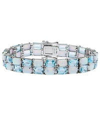 Sky Blue Topaz (26-3/8 ct. t.w.) and Opal (18-3/4 ct. t.w.) Tennis Bracelet in Sterling silver