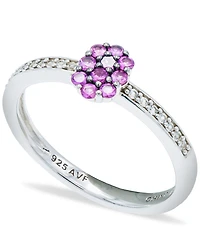 Pink Sapphire (1/3 ct. t.w.) Diamond (1/20 ct. t.w.) Stackable Ring in Sterling Silver