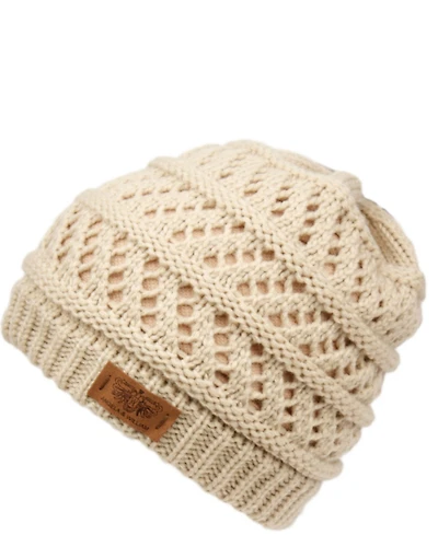Angela & William Messy Bun Ponytail Crochet Beanie