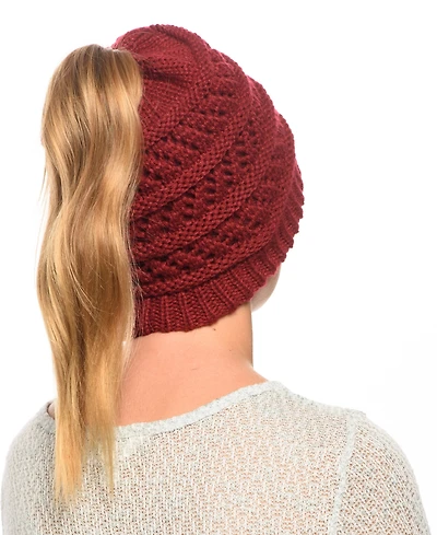Angela & William Messy Bun Ponytail Crochet Beanie