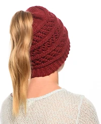 Angela & William Messy Bun Ponytail Crochet Beanie