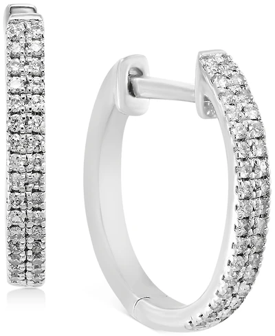 Effy Diamond Small Double Row Hoop Earrings (1/5 ct. t.w.) in Sterling Silver or 14k Gold-Plated Sterling Silver