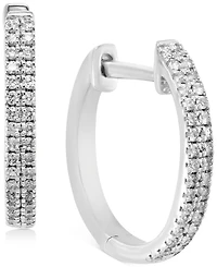 Effy Diamond Small Double Row Hoop Earrings (1/5 ct. t.w.) in Sterling Silver or 14k Gold-Plated Sterling Silver