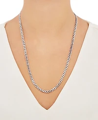Flat Curb Link 24" Chain Necklace in Sterling Silver