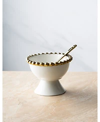 Classic Touch Set of 4 Porcelian Dessert cups with Gold Beaded Design