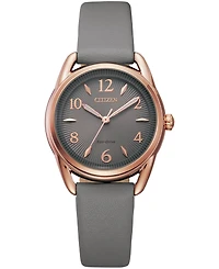 Drive From Citizen Eco-Drive Women's Gray Leather Strap Watch 30mm