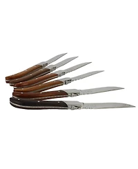 French Home Set of 6 Laguiole Connoisseur Assorted Wood Steak Knives
