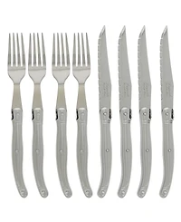 French Home Laguiole Stainless Steel Steak Knife and Fork Set, 8 Piece.