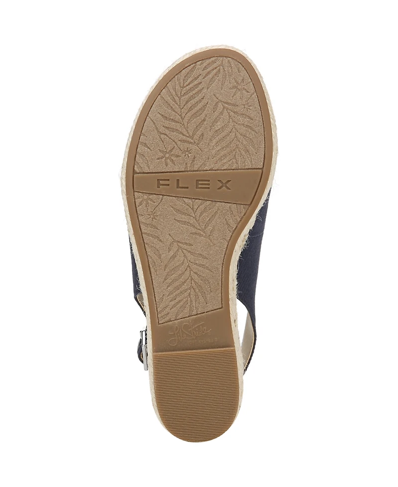 LifeStride Women's Socialite Peep Toe Slingback Espadrille Wedge Sandals