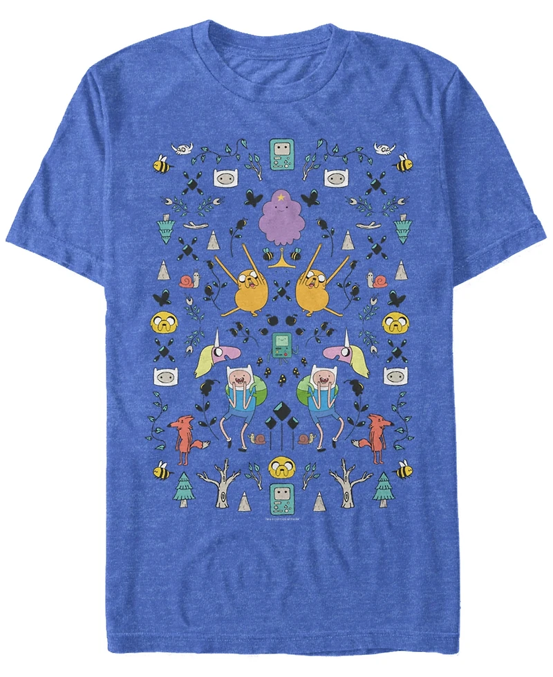 Fifth Sun Men's Adventure Time Mirrored Icons Short Sleeve T- shirt
