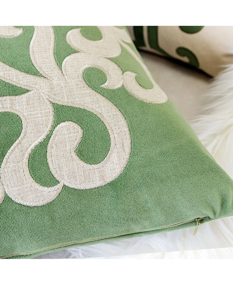 Homey Cozy Shierly Applique Embroidery Decorative Pillow, 20" x 20"