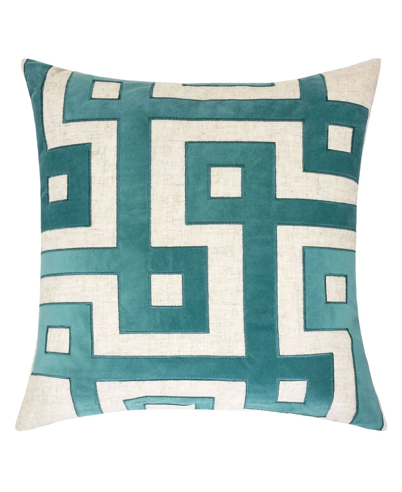 Homey Cozy Paige Applique Embroidery Linen Decorative Pillow, 20" x 20"