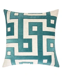 Homey Cozy Paige Applique Embroidery Linen Decorative Pillow, 20" x 20"