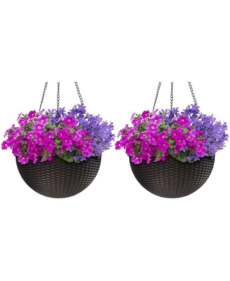 Sorbus Hanging Planter Round-Espresso Brown (Large, 2-Pack)