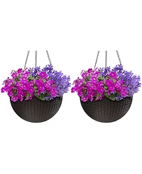 Sorbus Hanging Planter Round-Espresso Brown (Large, 2-Pack)