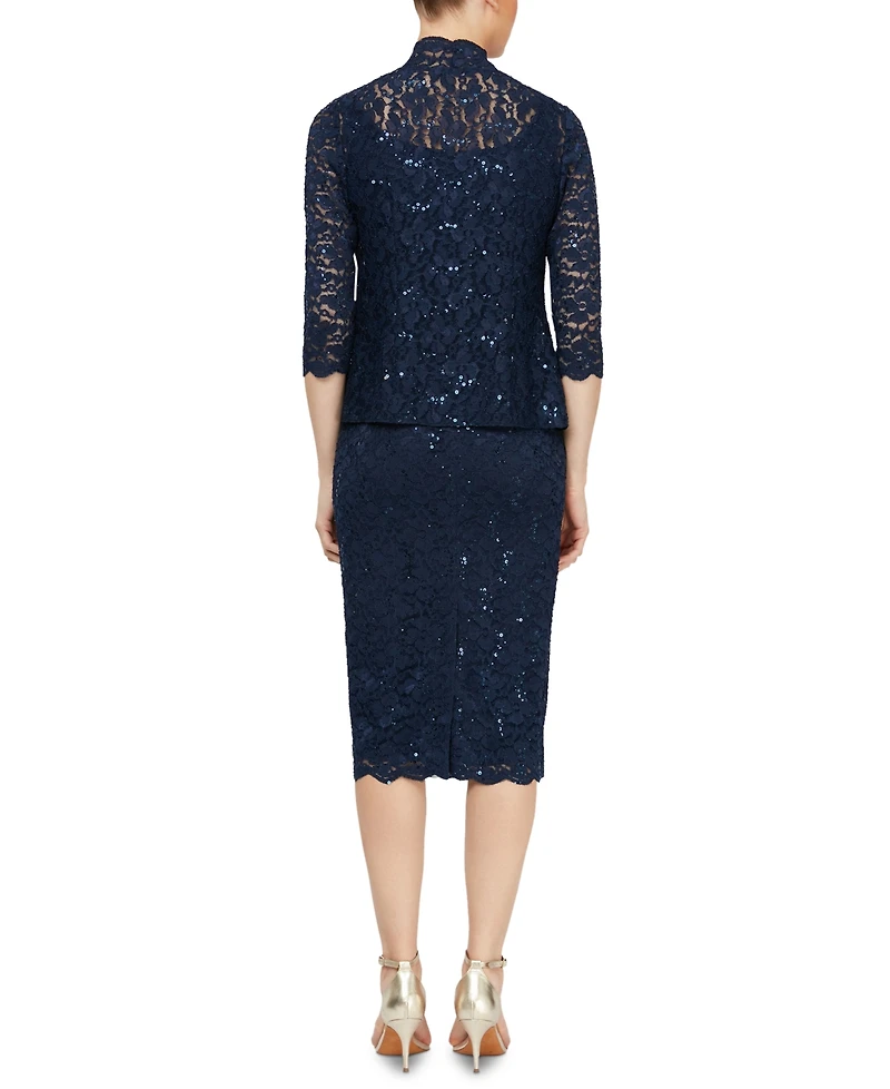 Sl Fashions 2-Pc. Lace Jacket & Midi Dress Set