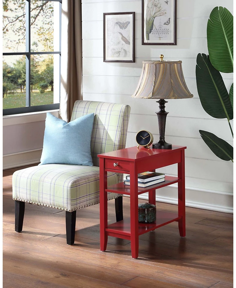 Convenience Concepts American Heritage Three Tier End Table with Drawer