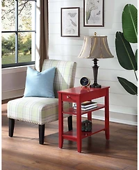 Convenience Concepts American Heritage Three Tier End Table with Drawer