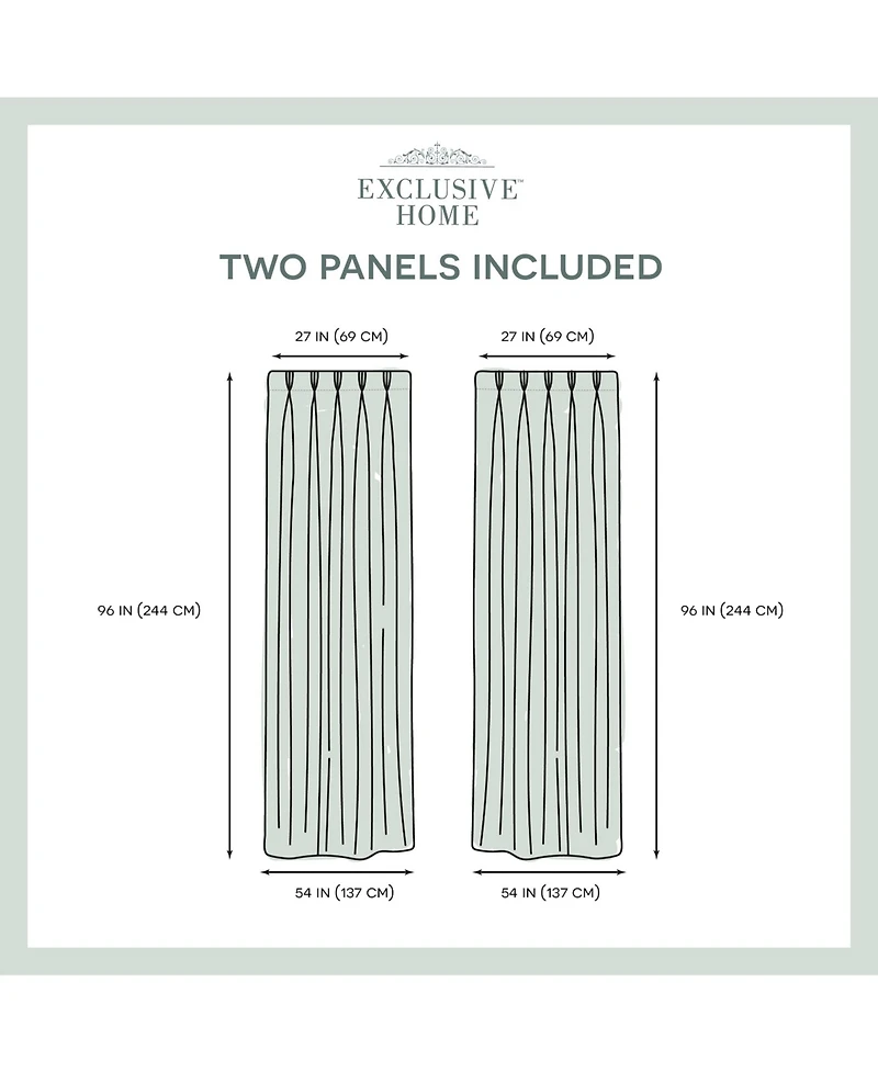 Exclusive Home Curtains Chateau Striped Faux Silk Pinch Pleat Curtain Panel Pair, 27" x 96"
