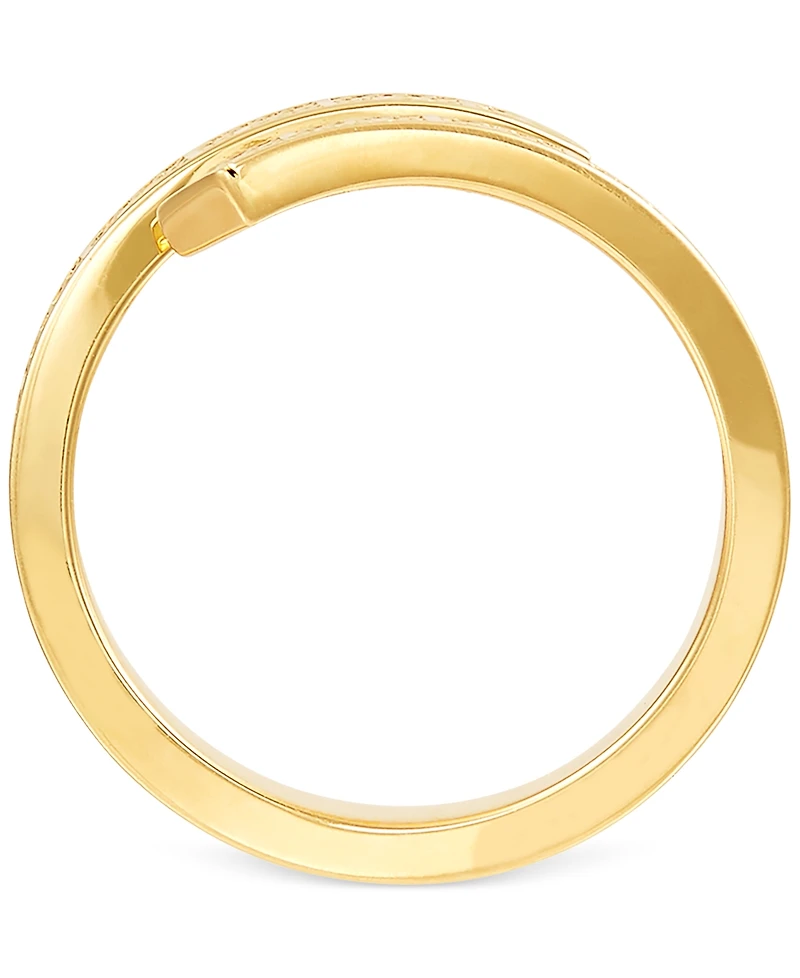 Italian Gold Greek Key Bypass Statement Ring 10k