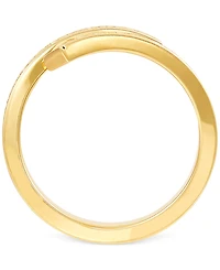 Italian Gold Greek Key Bypass Statement Ring 10k