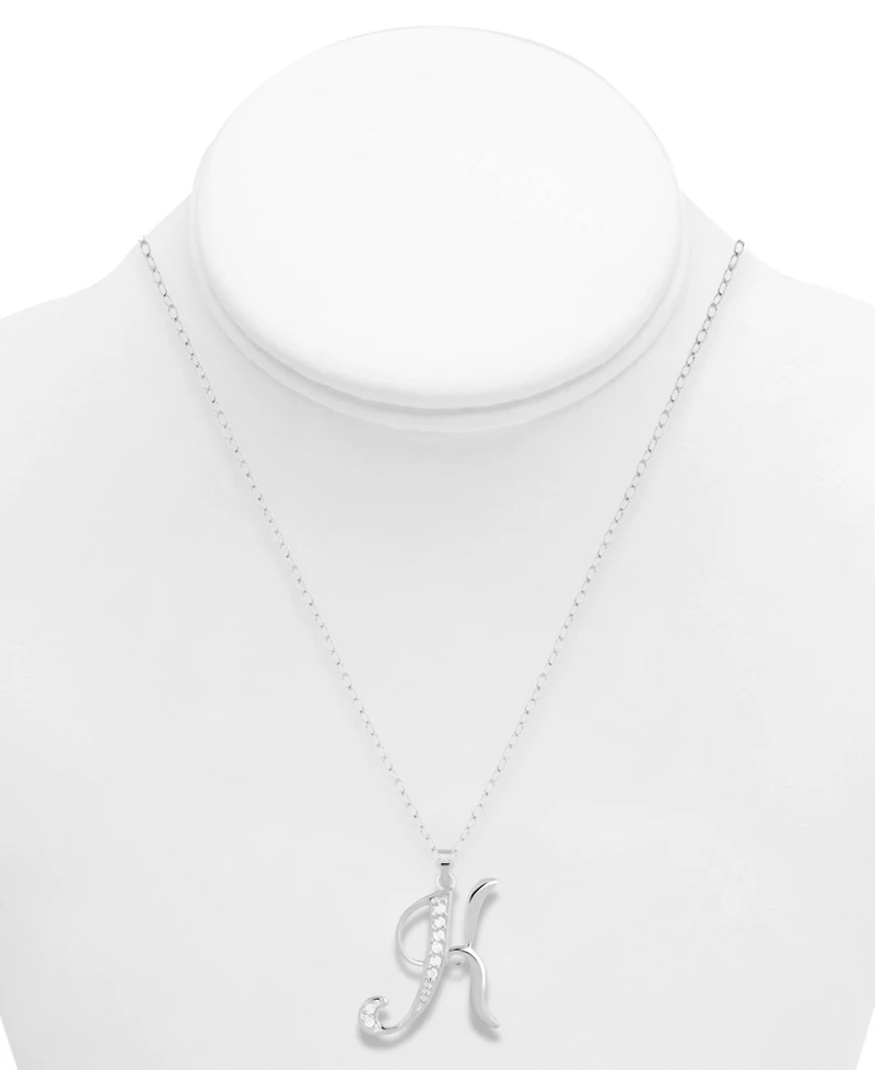 Diamond K Initial 18" Pendant Necklace (1/10 ct. t.w.) in Sterling Silver