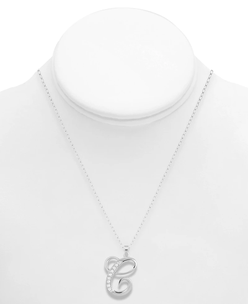 Diamond C Initial 18" Pendant Necklace (1/10 ct. t.w.) in Sterling Silver