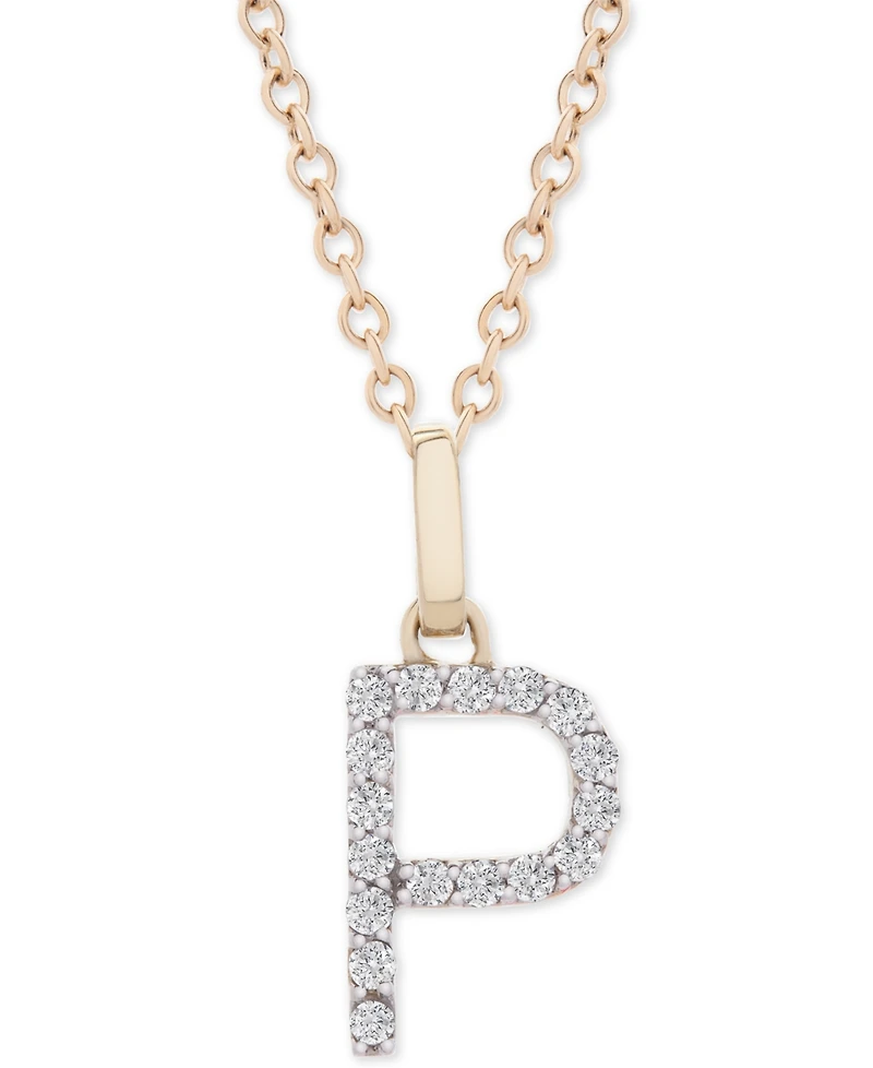 Diamond Initial Pendant Necklace (1/10 ct. t.w.) in 14k Gold, 17" + 1" Extender