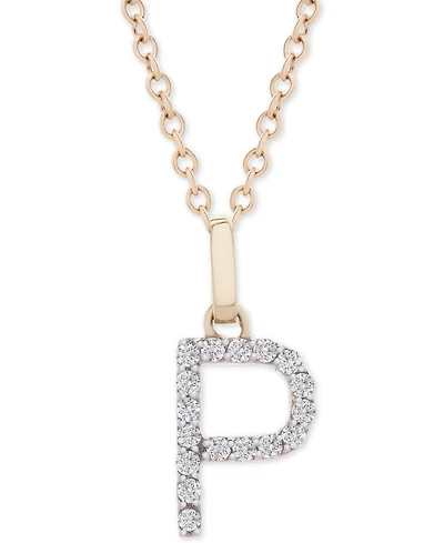 Diamond Initial Pendant Necklace (1/10 ct. t.w.) in 14k Gold, 17" + 1" Extender