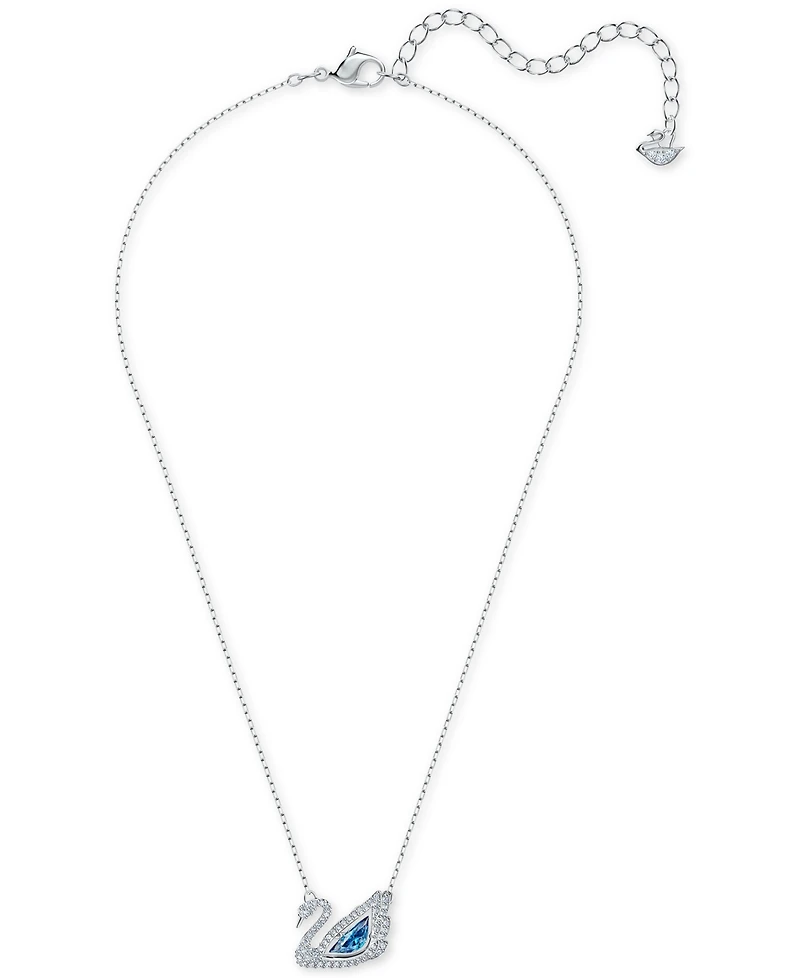 Swarovski Silver-Tone Cubic Zirconia Swan Pendant Necklace, 14-7/8" + 2" extender