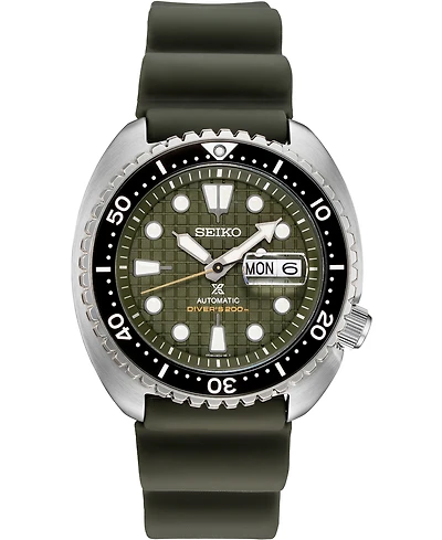 Seiko Men's Automatic Prospex King Turtle Green Silicone Strap Watch 45mm - A Special Edition