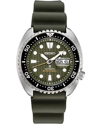 Seiko Men's Automatic Prospex King Turtle Green Silicone Strap Watch 45mm - A Special Edition