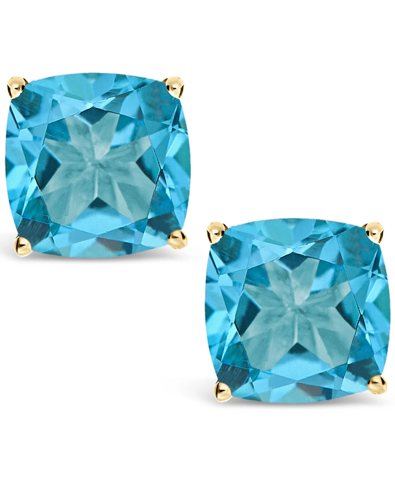 Swiss Blue Topaz (3-5/8 ct. t.w.) Stud Earrings in 14K Yellow Gold