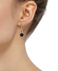 Onyx Wire Wrap Drop Earrings in 10k Gold
