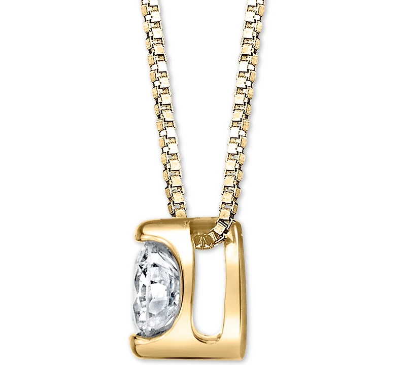 Sirena Diamond Bezel Solitaire 18" Pendant Necklace (1/10 ct. t.w.) in 14k White or Yellow Gold