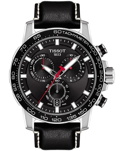 Tissot Men's Swiss Chronograph Supersport T-Sport Black Leather Strap Watch 46mm