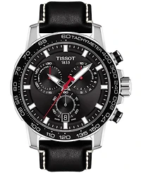 Tissot Men's Swiss Chronograph Supersport T-Sport Black Leather Strap Watch 46mm