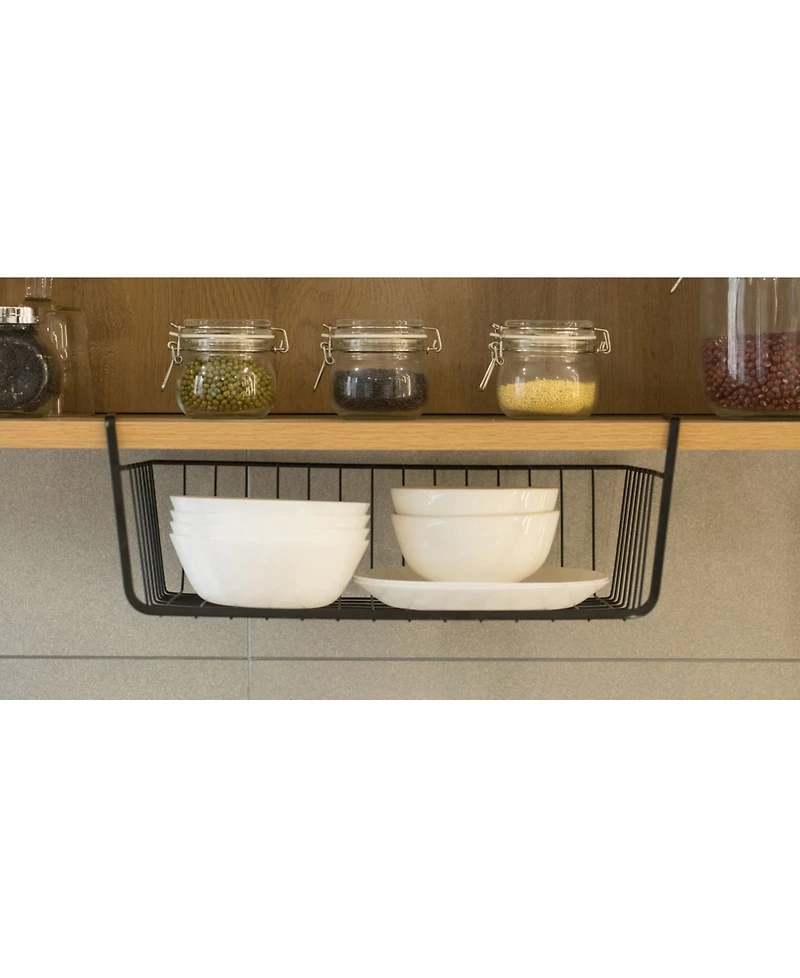 Vintiquewise Hanging Under Shelf Metal Storage Basket, Set of 2