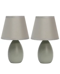 Simple Designs Mini Egg Oval Ceramic Table Lamp 2 Pack Set