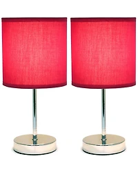 Simple Designs Chrome Mini Basic Table Lamp with Fabric Shade 2 Pack Set