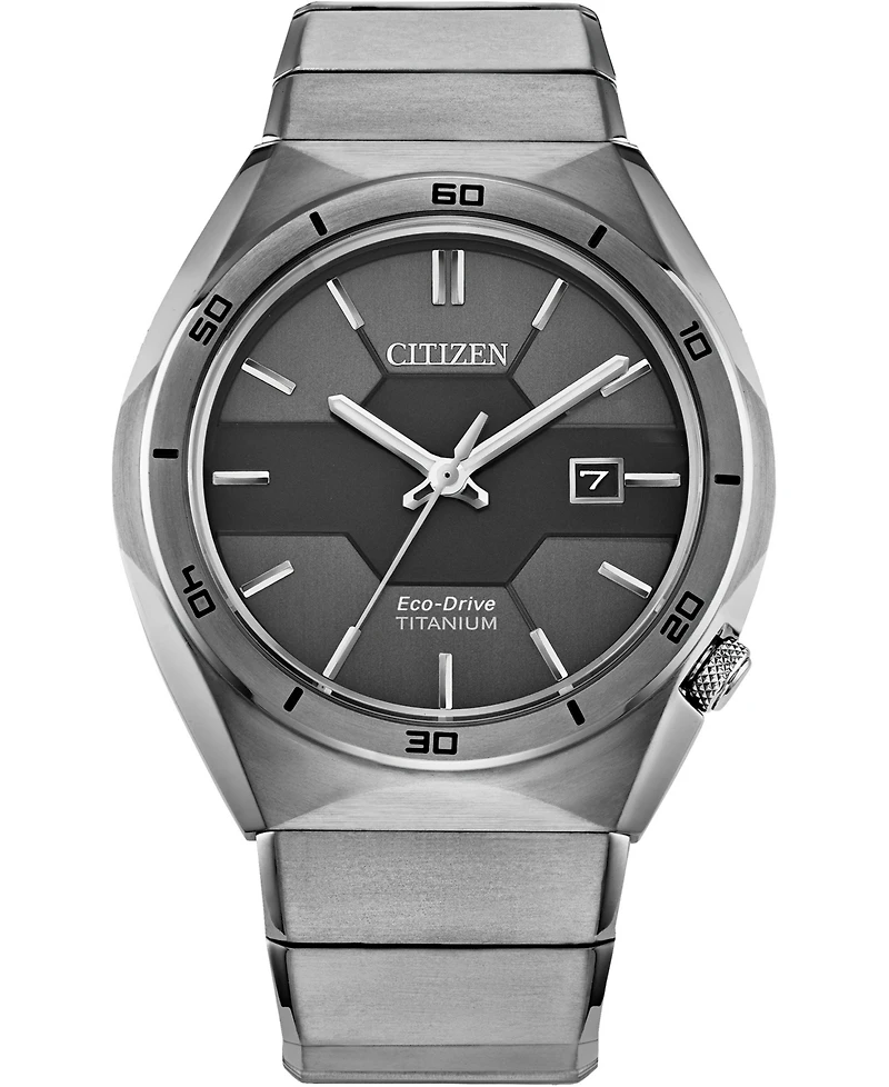 Citizen Men's Armor Eco-Drive Silver-Tone Titanium Bracelet Watch 41mm