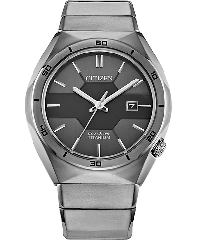 Citizen Men's Armor Eco-Drive Silver-Tone Titanium Bracelet Watch 41mm