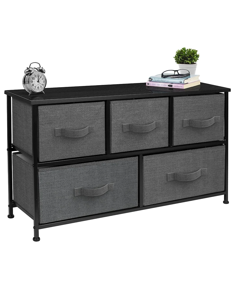 Sorbus 5 Drawers Dresser- Storage Unit with Steel Frame, Wood Top, Fabric Bins - for Bedroom, Closet, Office and more