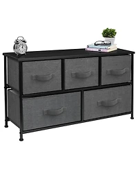 Sorbus 5 Drawers Dresser- Storage Unit with Steel Frame, Wood Top, Fabric Bins - for Bedroom, Closet, Office and more