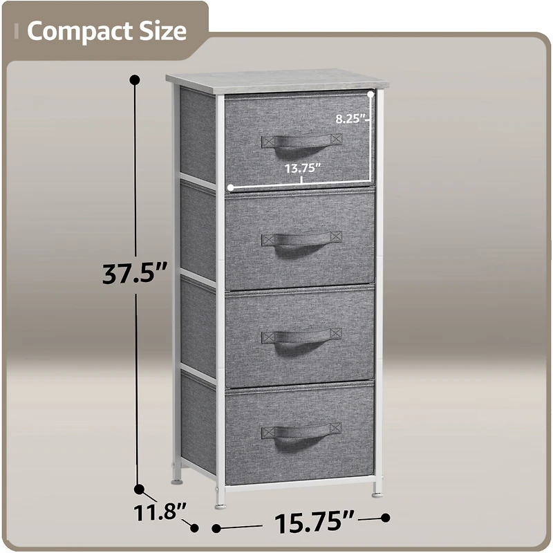 Sorbus 4 Drawers Chest Nightstand - Storage for Closet, Home, College Dorm Features Steel Frame, Wood Top