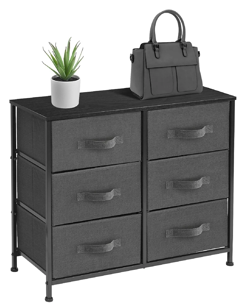 Sorbus 6 Drawers Dresser- Storage Unit with Steel Frame, Wood Top, Fabric Bins - for Bedroom, Closet