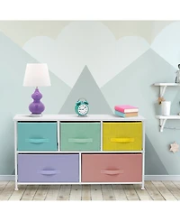 Sorbus 5 Drawers Dresser- Storage Unit with Steel Frame, Wood Top, Fabric Bins - for Bedroom, Closet