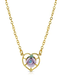 2028 14K Gold-Dipped Porcelain Rose Heart Necklace
