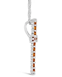 Gemstone Cross Pendant Necklace Sterling Silver